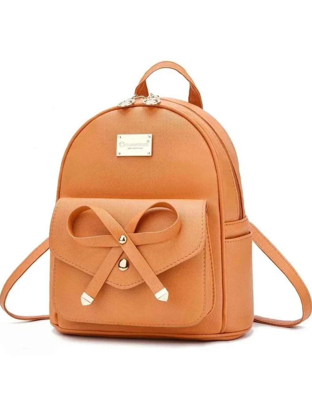 NWT Girls 4-Piece Faux Leather Fashion Backpack Set In Orange